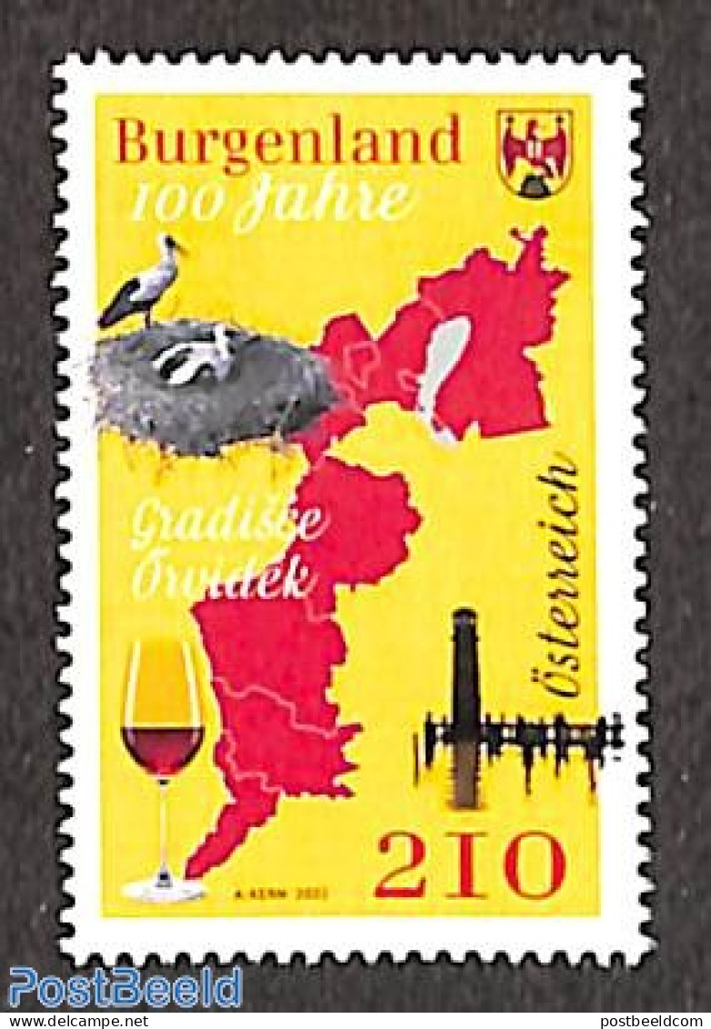 Austria 2021 Burgenland 1v, Mint NH, Nature - Various - Birds - Wine & Winery - Maps - Ungebraucht