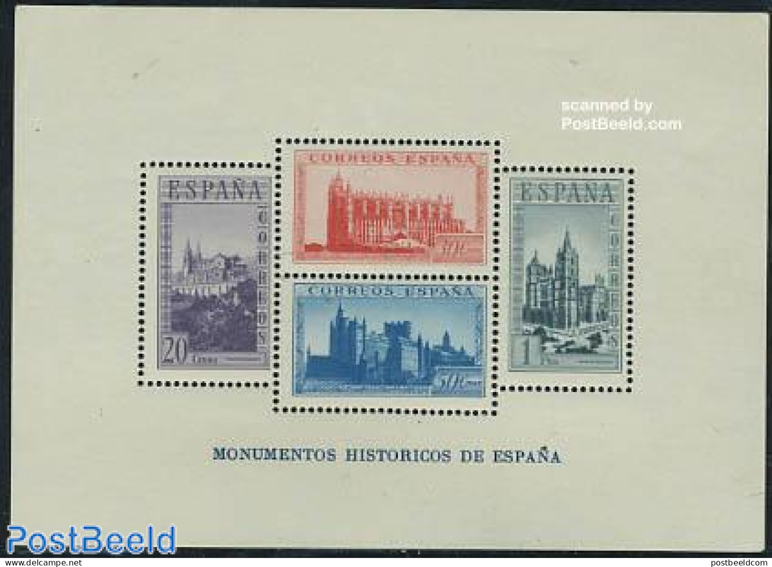 Spain 1938 Historic Buildings 4v M/s, Unused (hinged) - Unused Stamps