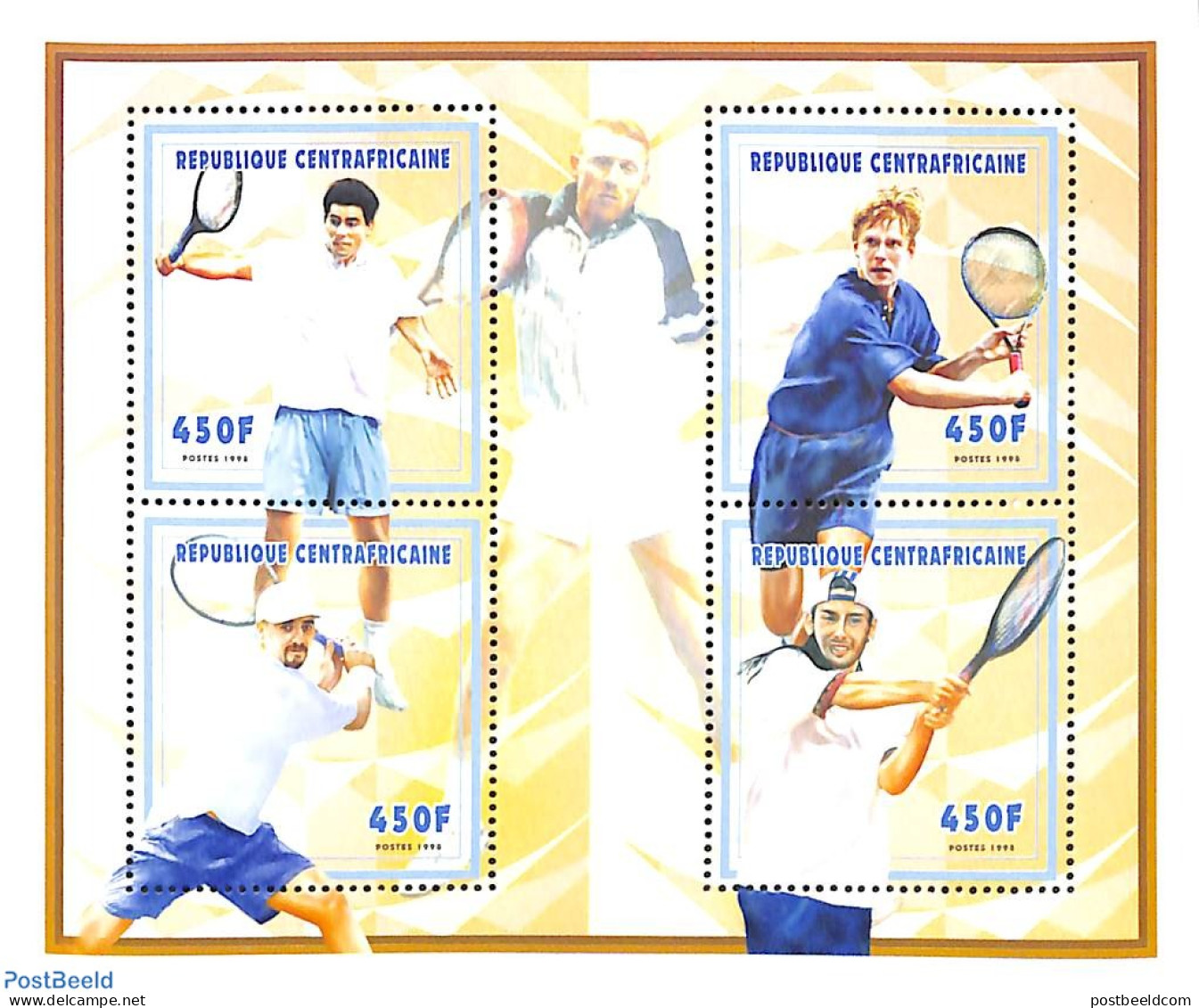 Central Africa 1998 Tennis 4v M/s, Mint NH, Sport - Tennis - Tennis