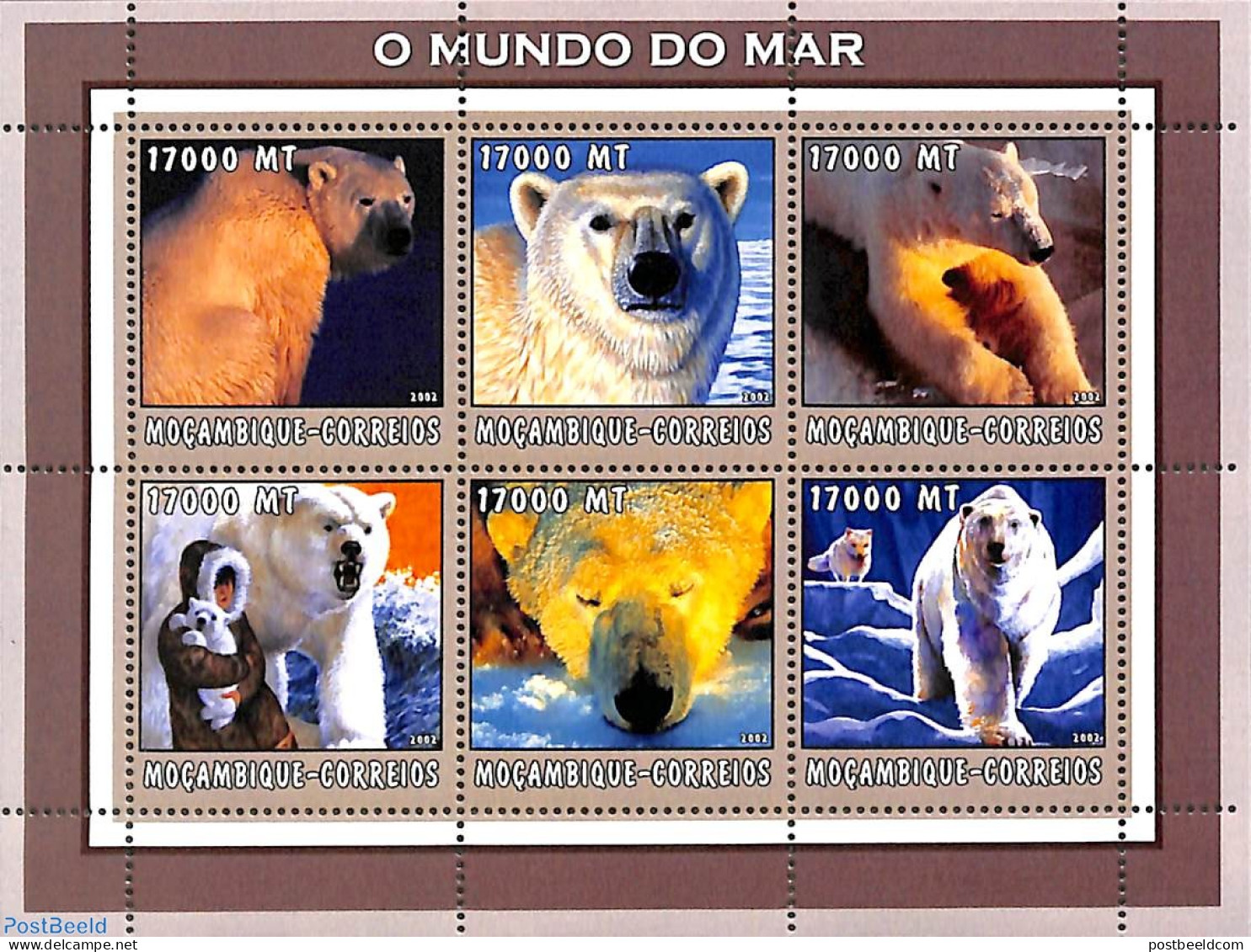 Mozambique 2002 Icebears 6v M/s, Mint NH, Nature - Bears - Mozambico