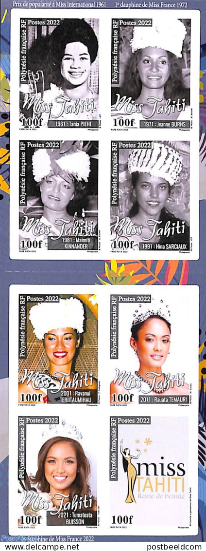 French Polynesia 2022 Miss Tahiti 8v S-a In Booklet, Mint NH, History - Performance Art - Women - Miss World - Stamp B.. - Unused Stamps