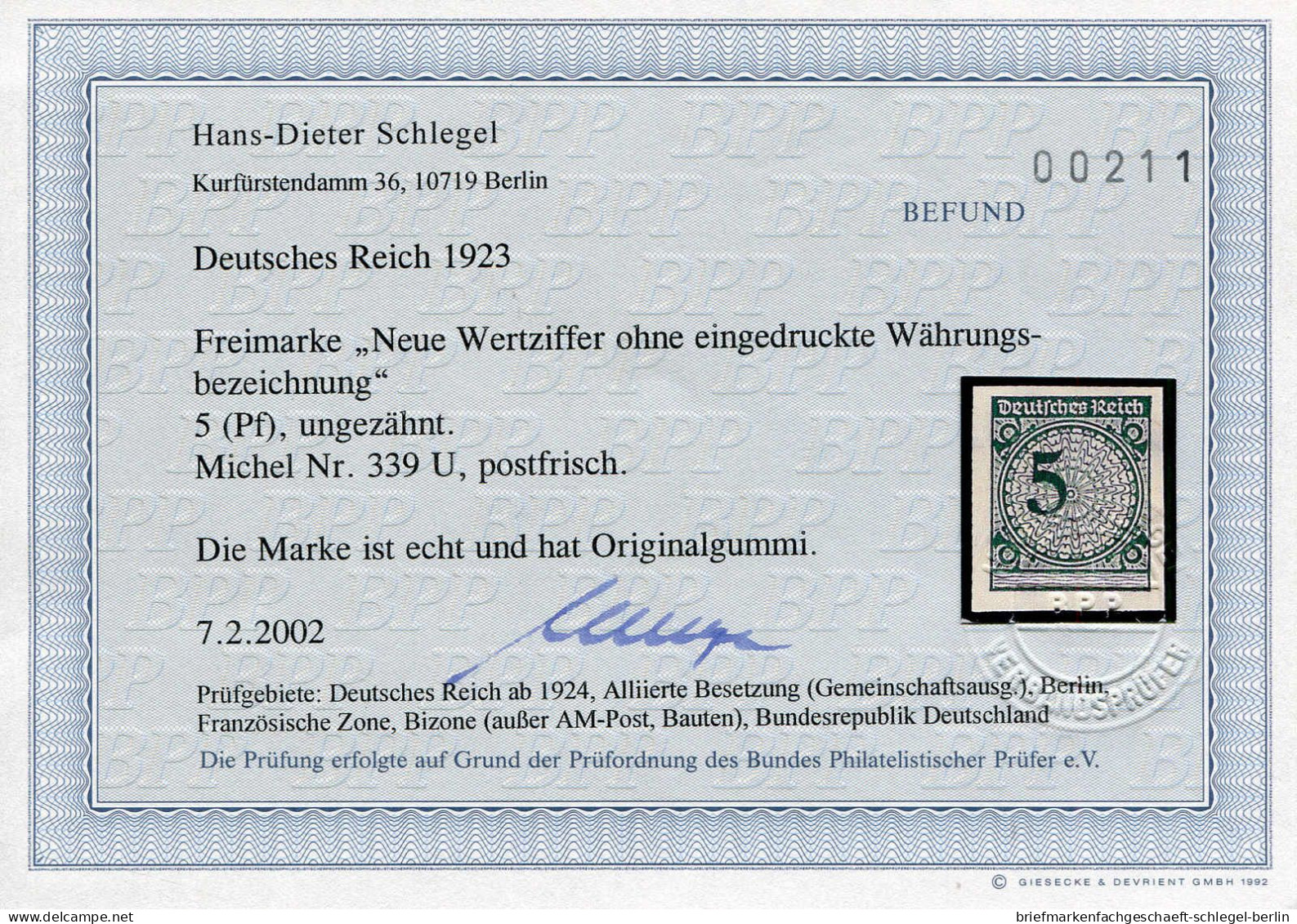 Deutsches Reich, 1923, 339 U, Postfrisch - Other & Unclassified