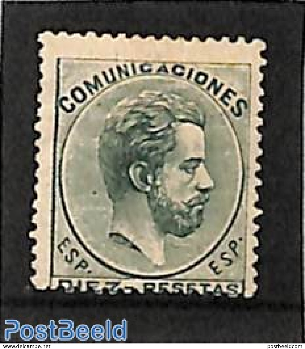 Spain 1872 10pta, Unused, Signed Bühler, Unused (hinged) - Neufs