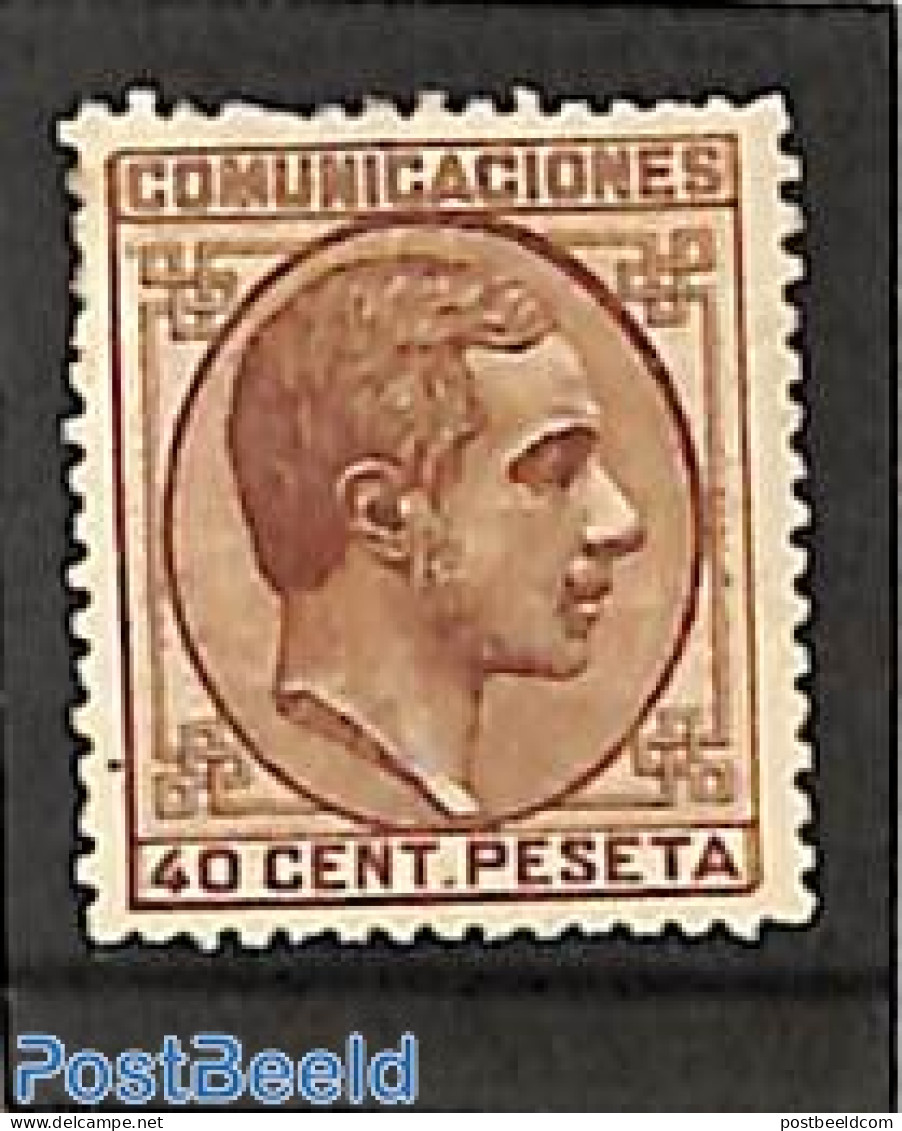 Spain 1878 40c, Stamp Out Of Set, Unused (hinged) - Ongebruikt