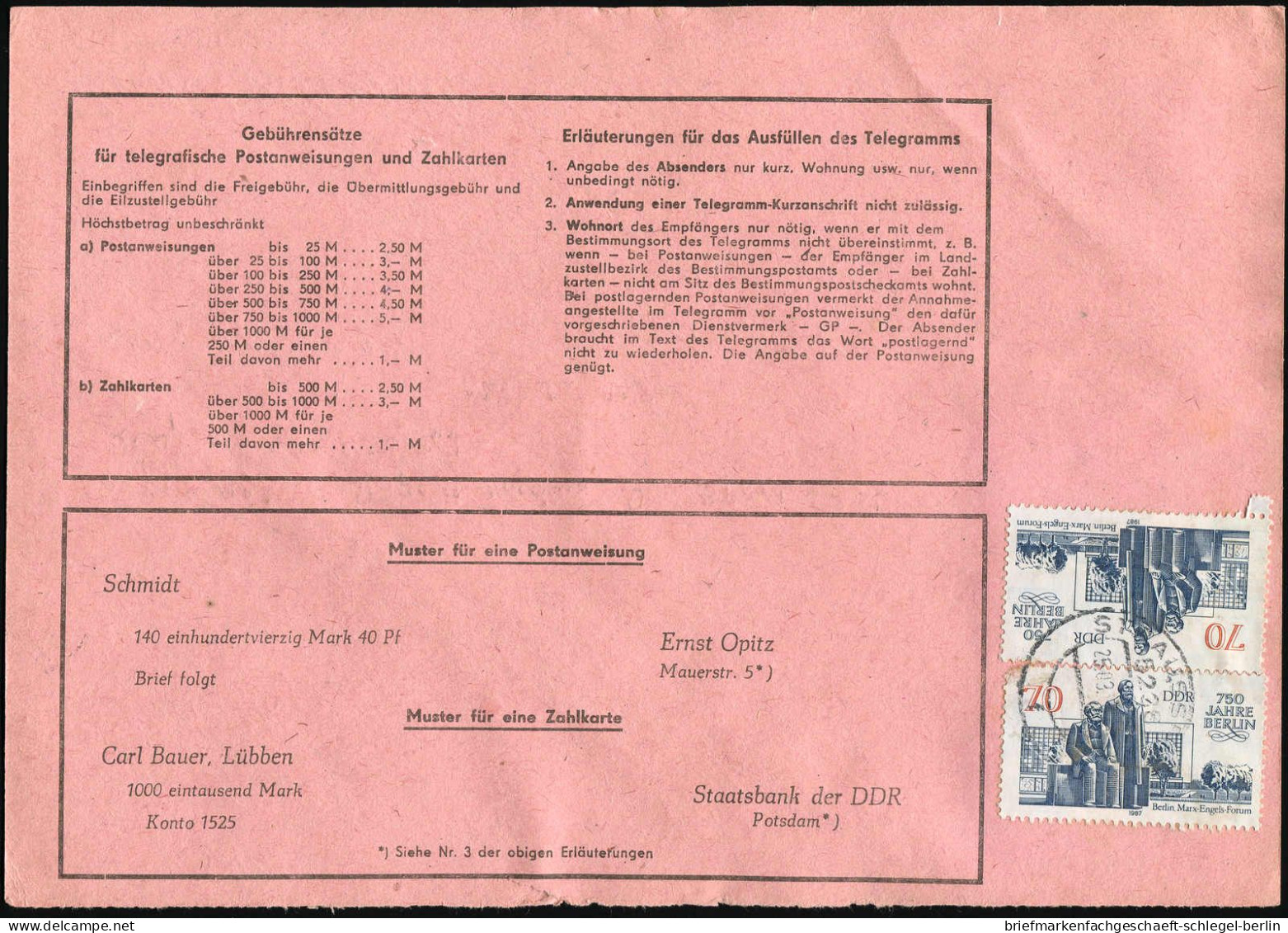 DDR, 1987, 3073 (5), Brief - Altri & Non Classificati