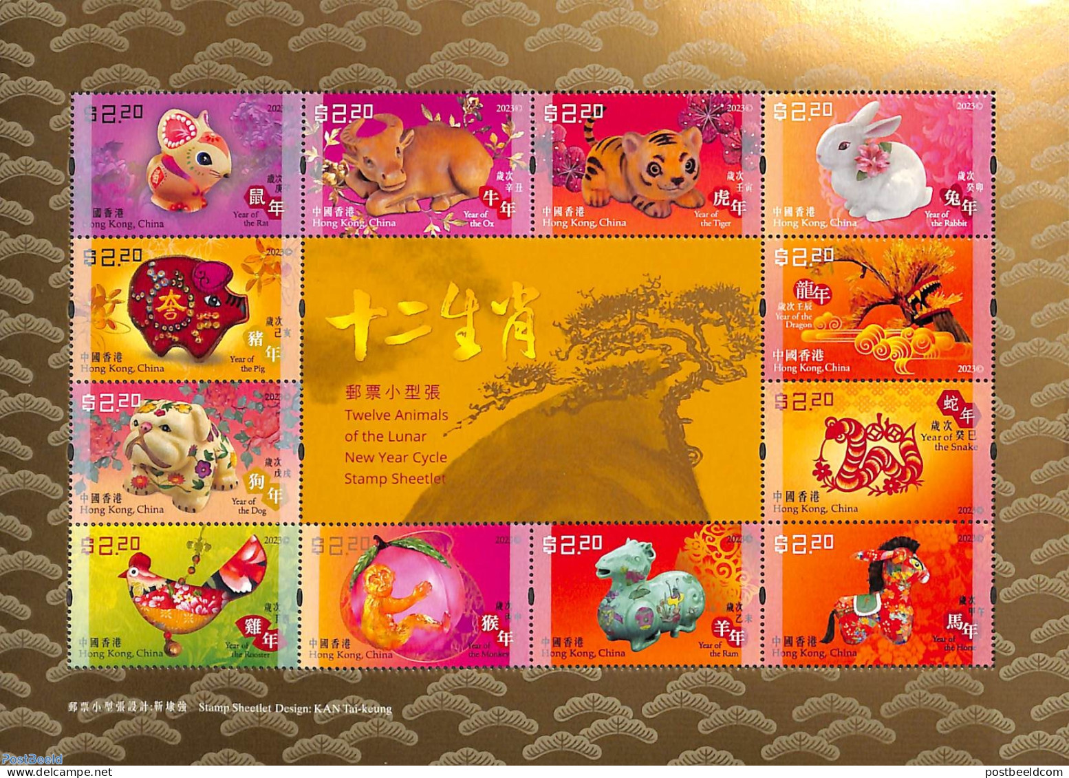 Hong Kong 2023 Newyear 12 Animals M/s (12x$2.20), Mint NH, Various - New Year - Ungebraucht