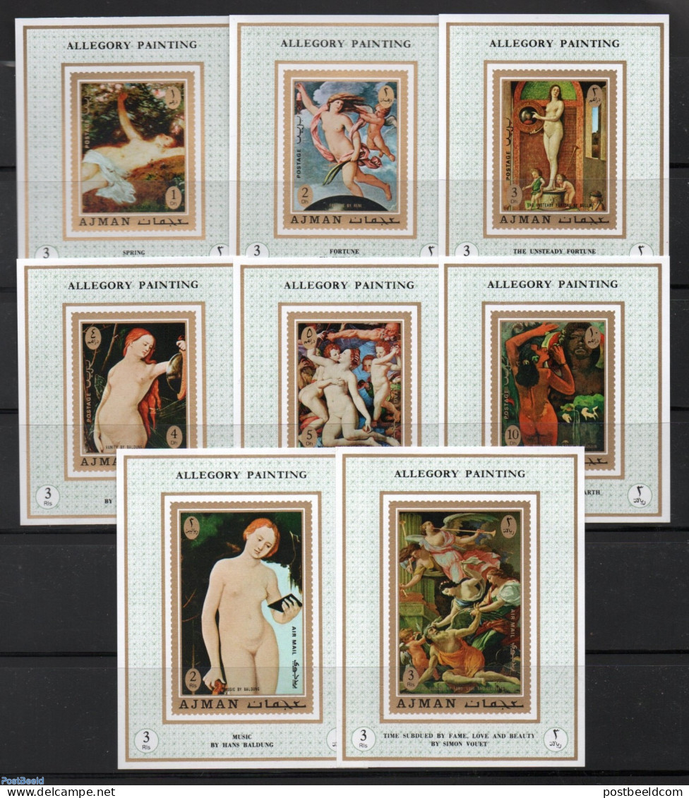 Ajman 1971 Paintings 8 S/s, Mint NH, Art - Modern Art (1850-present) - Nude Paintings - Paintings - Paul Gauguin - Ajman