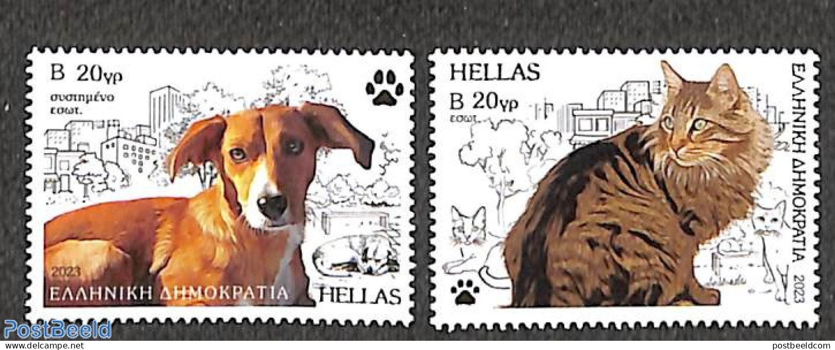 Greece 2023 World Stray Animals Day 2v, Mint NH, Nature - Cats - Dogs - Ungebraucht