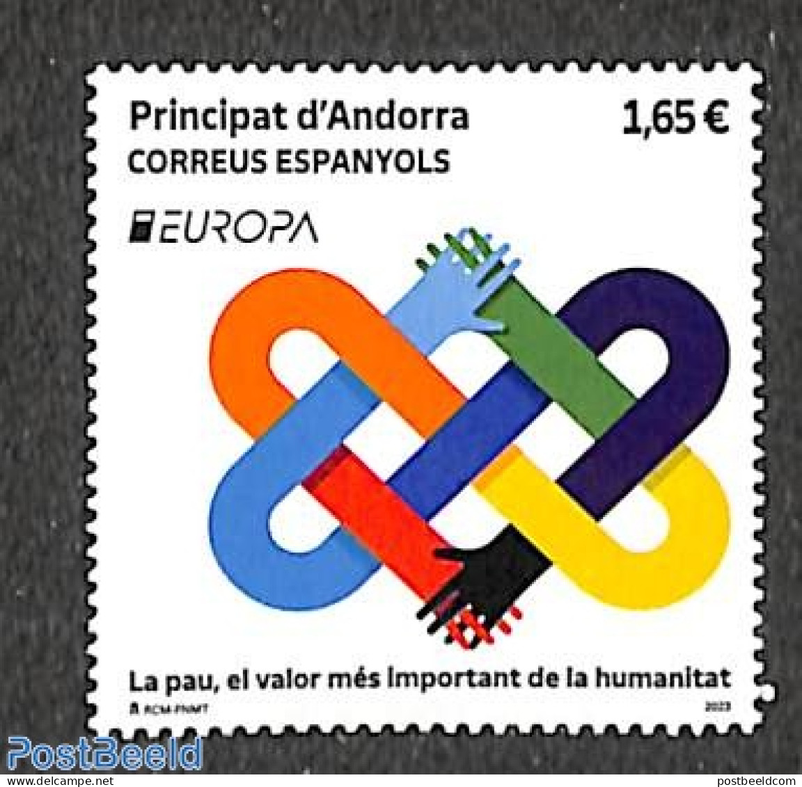 Andorra, Spanish Post 2023 Europa, Peace 1v, Mint NH, History - Various - Europa (cept) - Peace - Joint Issues - Ongebruikt