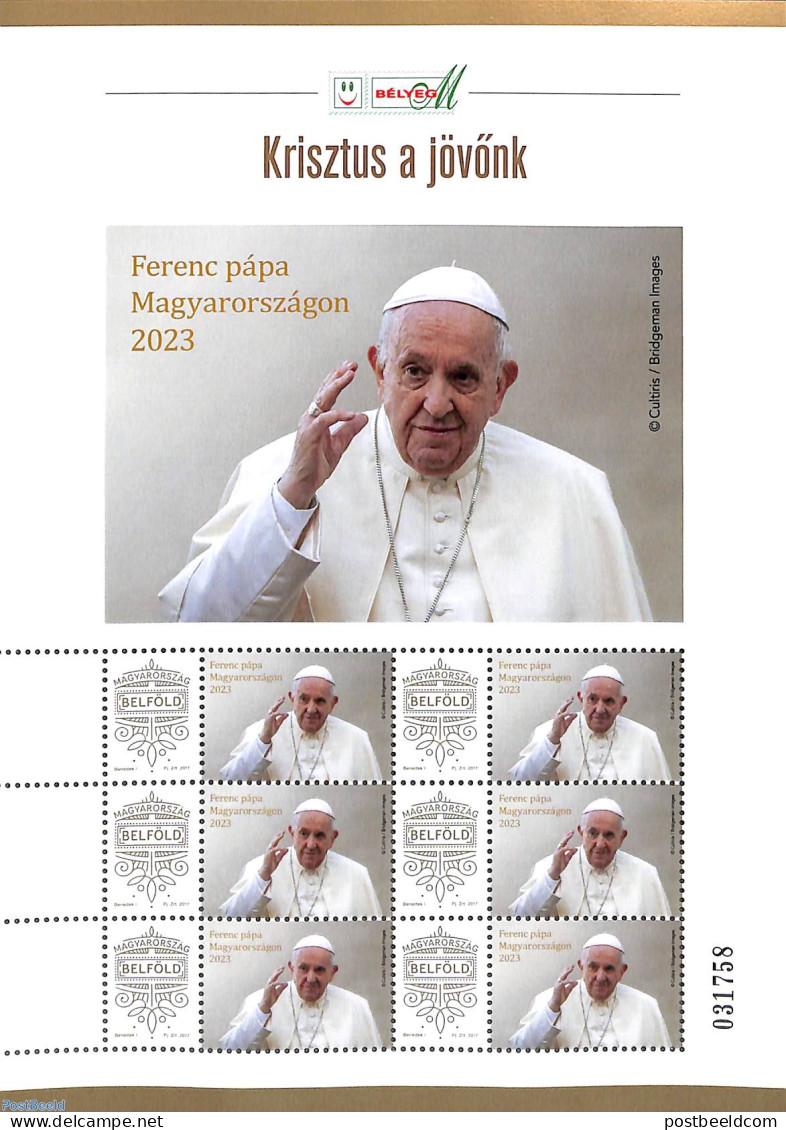 Hungary 2023 Pope Francis M/s, Mint NH, Religion - Pope - Ungebraucht