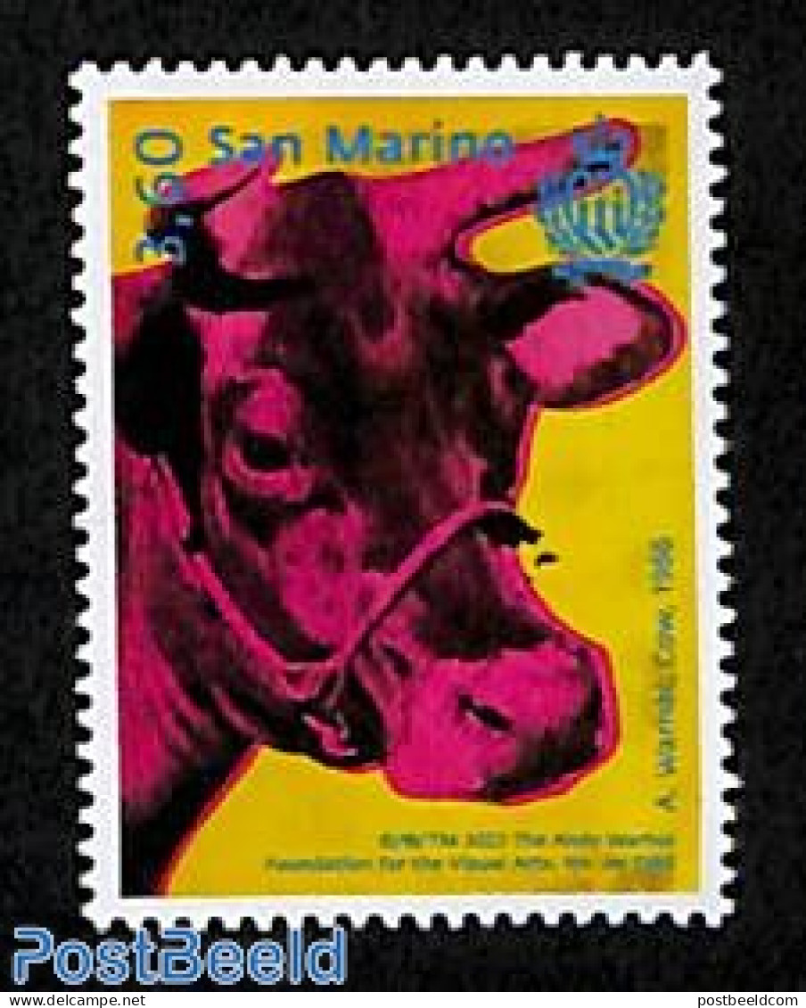 San Marino 2023 Andy Warhol, Cow 1v, Mint NH, Nature - Cattle - Art - Modern Art (1850-present) - Paintings - Unused Stamps