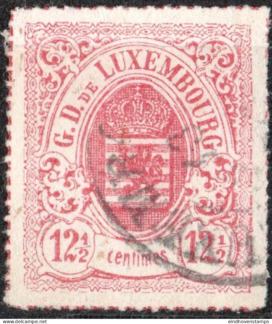 Luxembourg 1865 12½c Rose Rouletted (coloured) 1 Value Cancelled - 1859-1880 Armarios