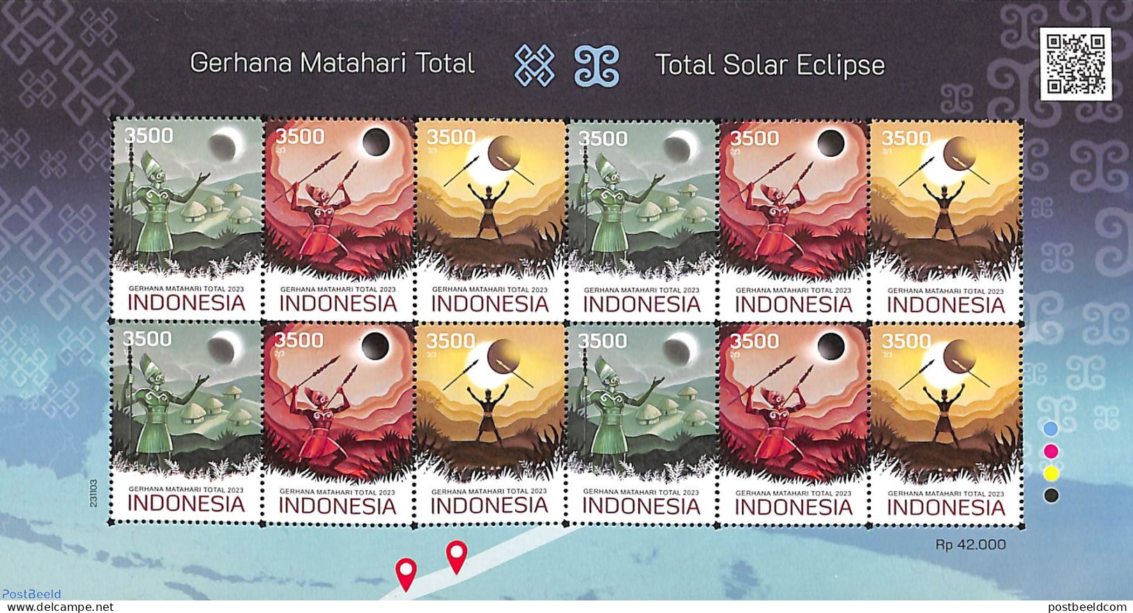 Indonesia 2023 Solar Eclipse M/s, Mint NH, Science - Astronomy - Astrología