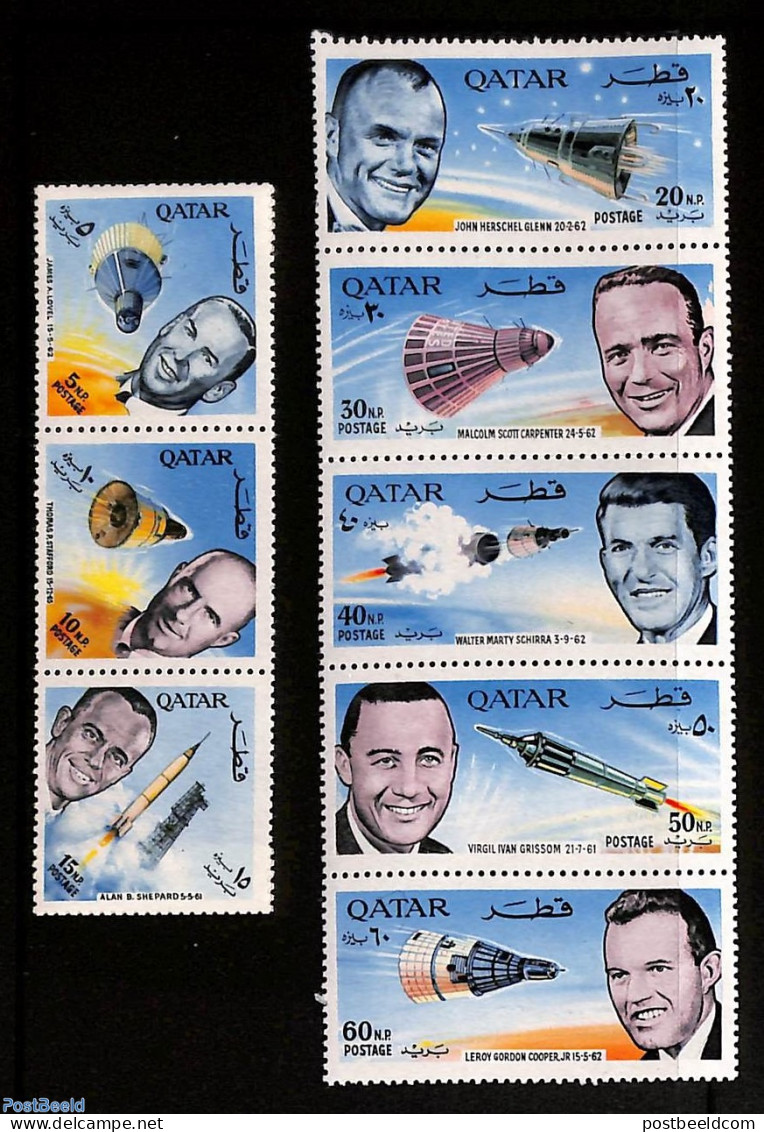 Qatar 1966 Astronauts 8v [::::], Mint NH, Transport - Space Exploration - Qatar
