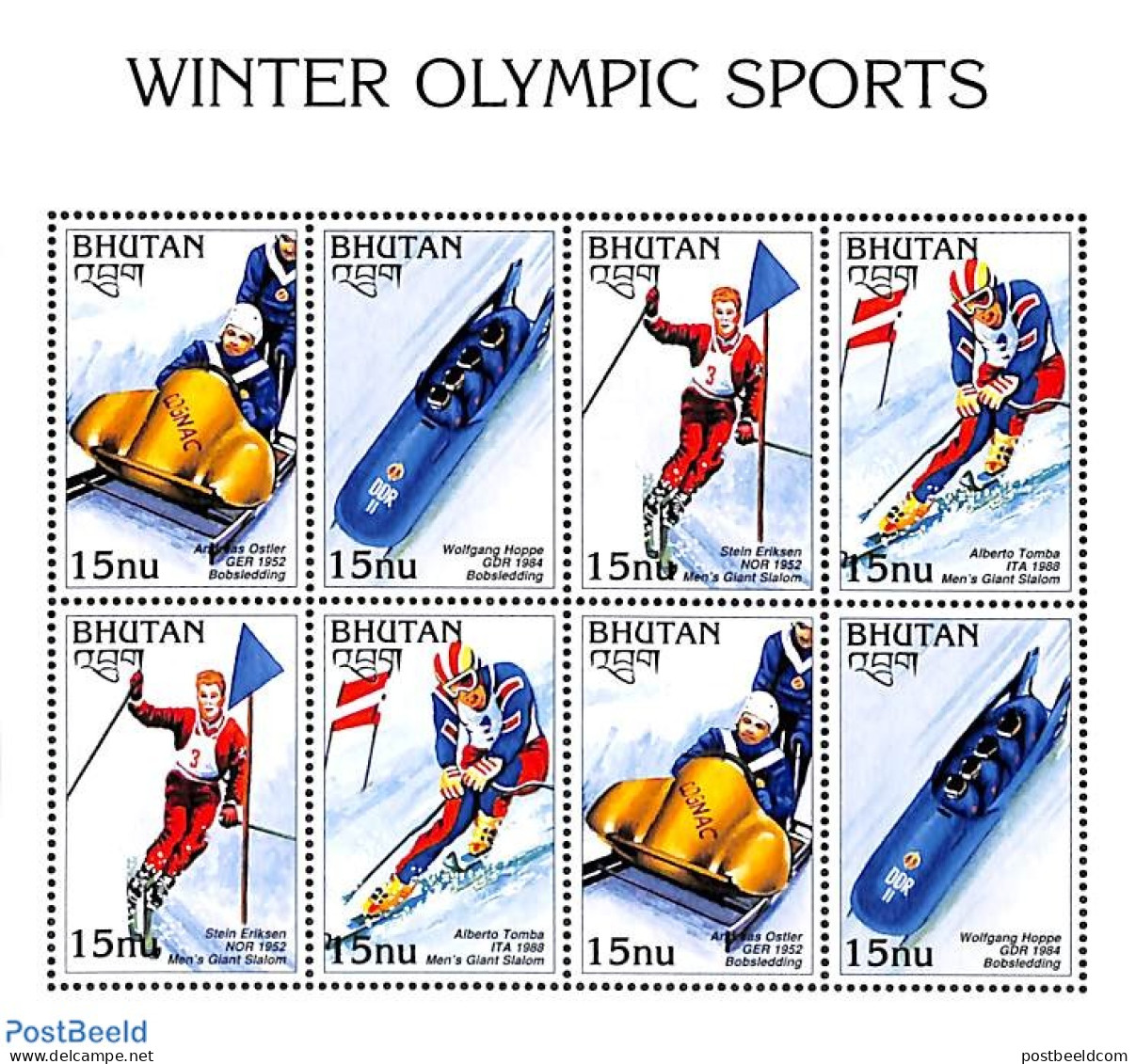 Bhutan 1997 Olympic Winter Winners M/s, Mint NH, Sport - (Bob) Sleigh Sports - Olympic Winter Games - Skiing - Winter (Other)