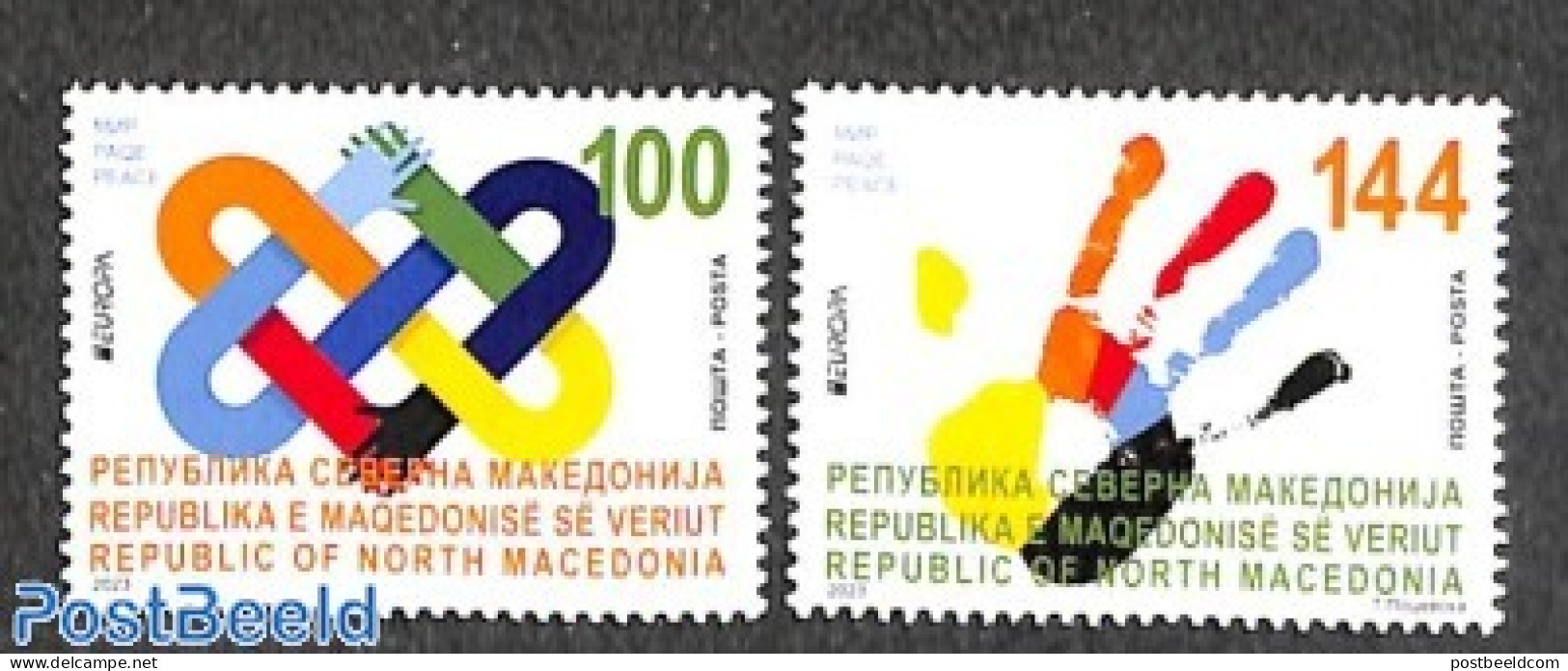 North Macedonia 2023 Europa, Peace 2v, Mint NH, History - Various - Europa (cept) - Peace - Joint Issues - Gezamelijke Uitgaven