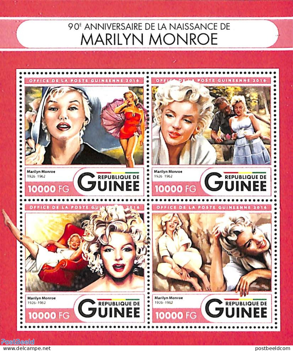 Guinea, Republic 2016 Marilyn Monroe 4v M/s, Mint NH, Performance Art - Marilyn Monroe - Andere & Zonder Classificatie