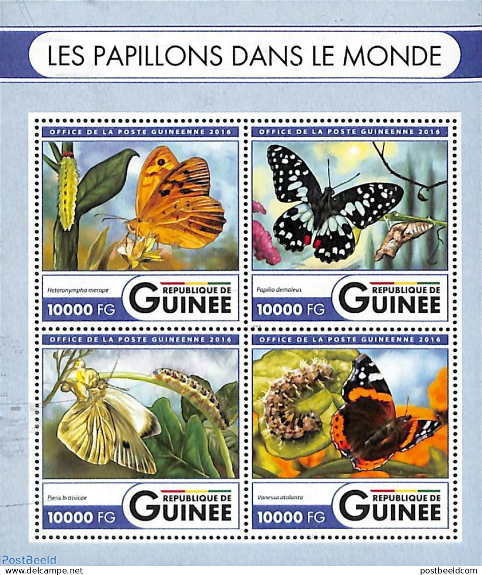 Guinea, Republic 2016 Butterflies 4v M/s, Mint NH, Nature - Butterflies - Altri & Non Classificati