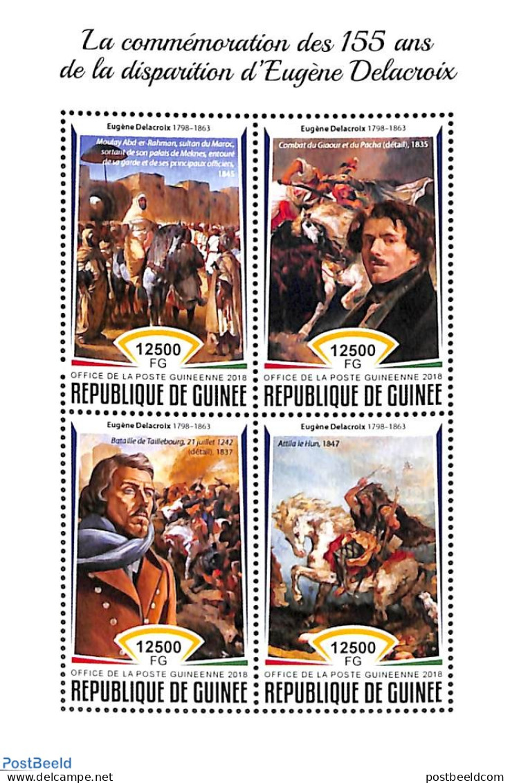 Guinea, Republic 2018 Eugène Delacroix 4v M/s, Mint NH, Art - Paintings - Other & Unclassified