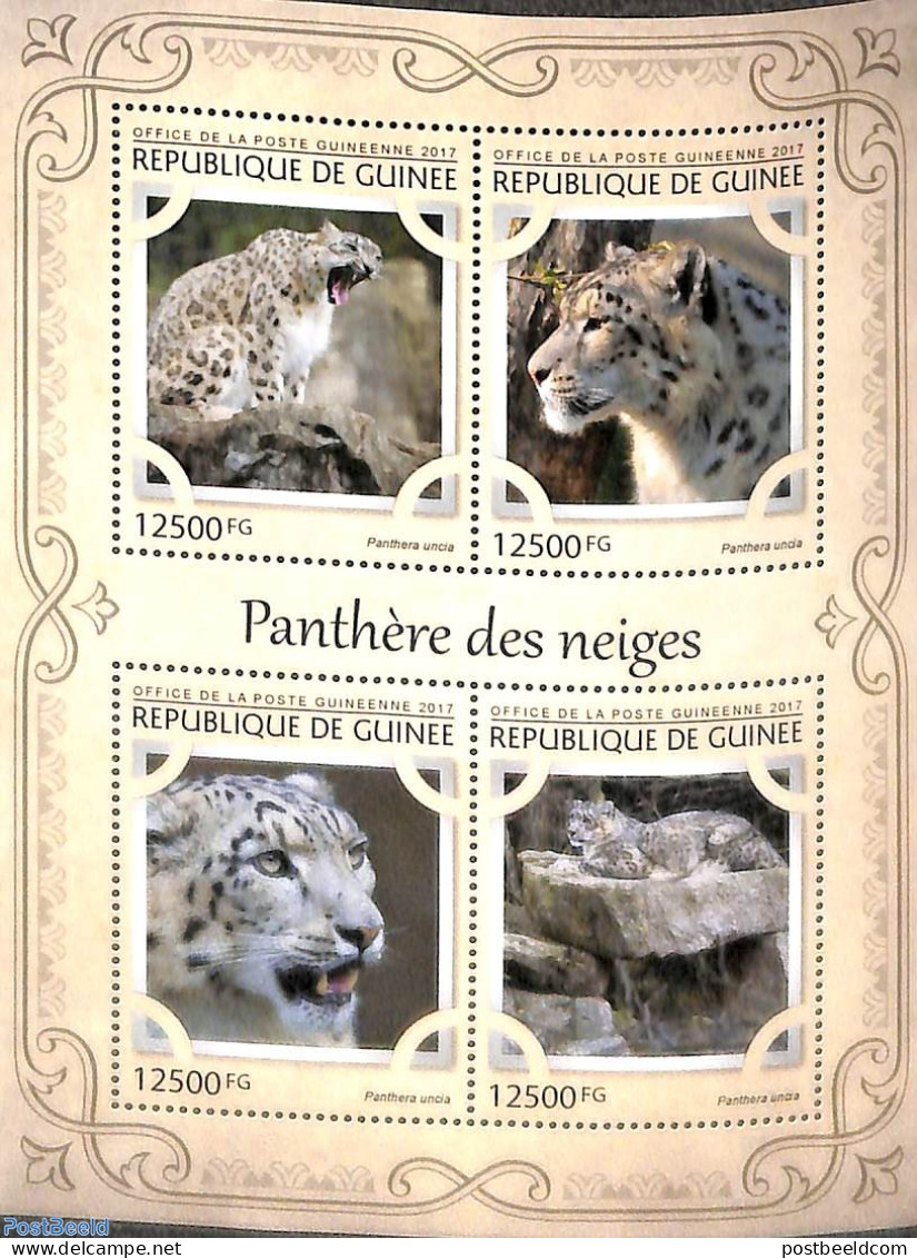 Guinea, Republic 2017 Snow Panthers 4v M/s, Mint NH, Nature - Animals (others & Mixed) - Cat Family - Andere & Zonder Classificatie
