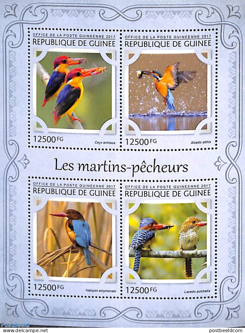 Guinea, Republic 2017 Kingfishers 4v M/s, Mint NH, Nature - Birds - Kingfishers - Other & Unclassified