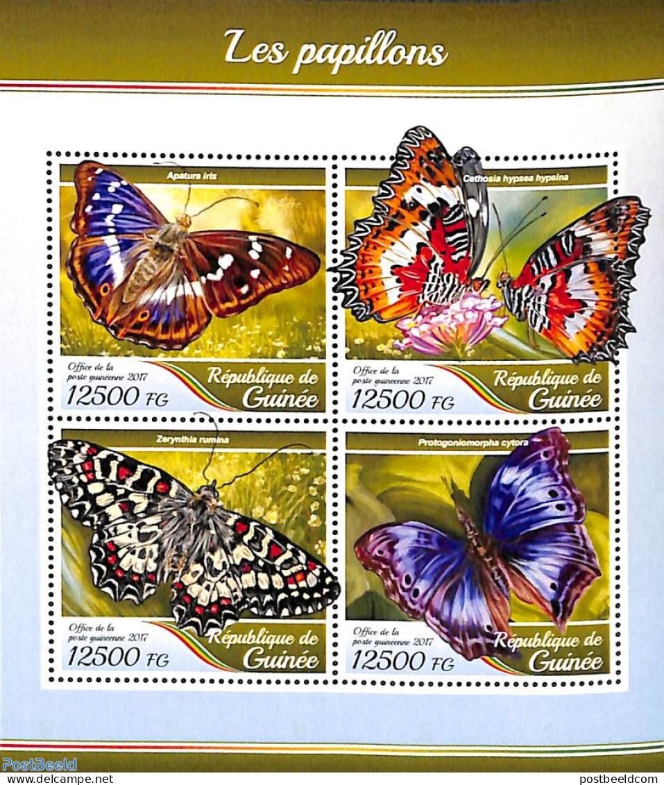 Guinea, Republic 2017 Butterflies 4v M/s, Mint NH, Nature - Butterflies - Sonstige & Ohne Zuordnung