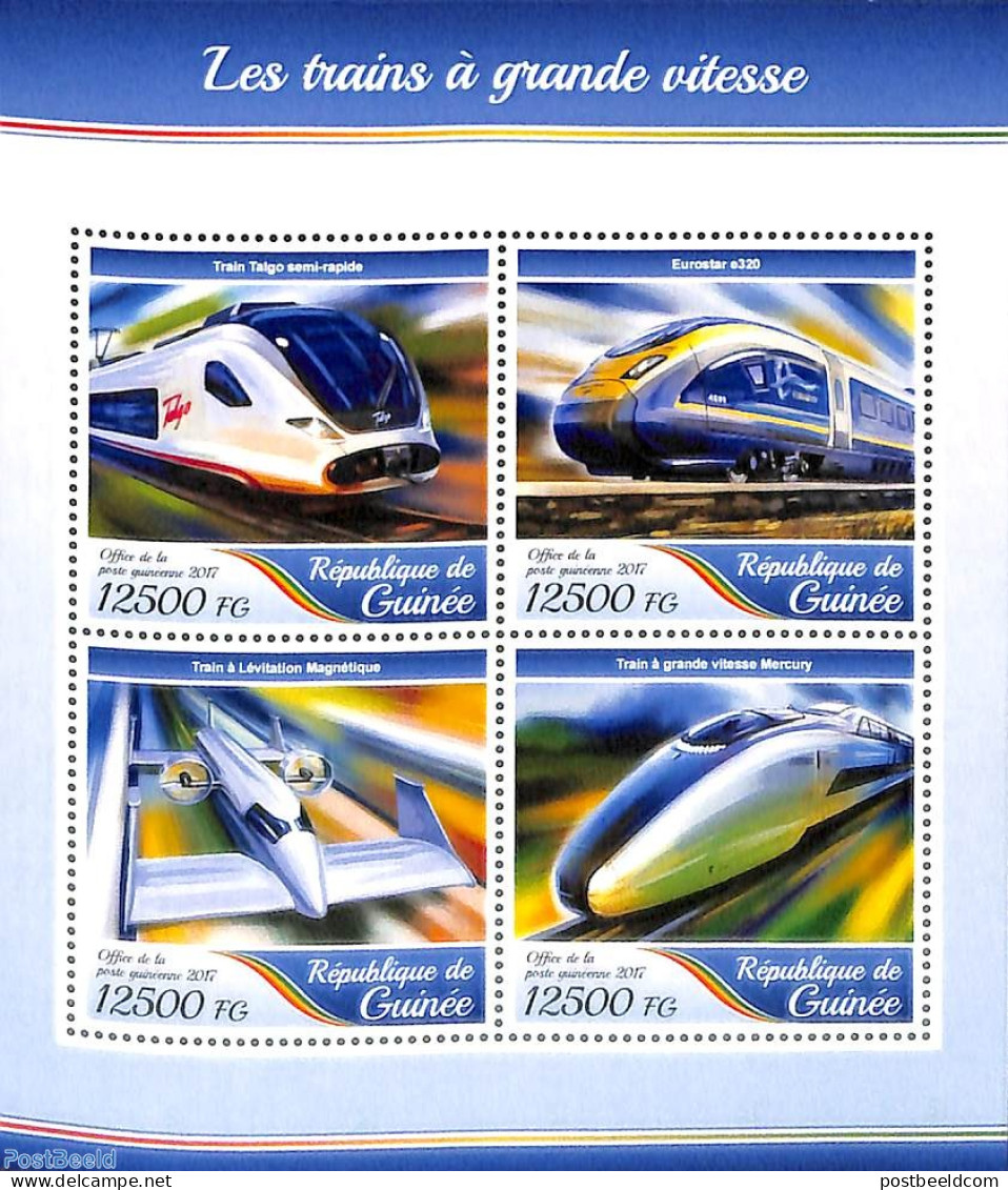 Guinea, Republic 2017 High Speed Trains 4v M/s, Mint NH, Transport - Railways - Eisenbahnen