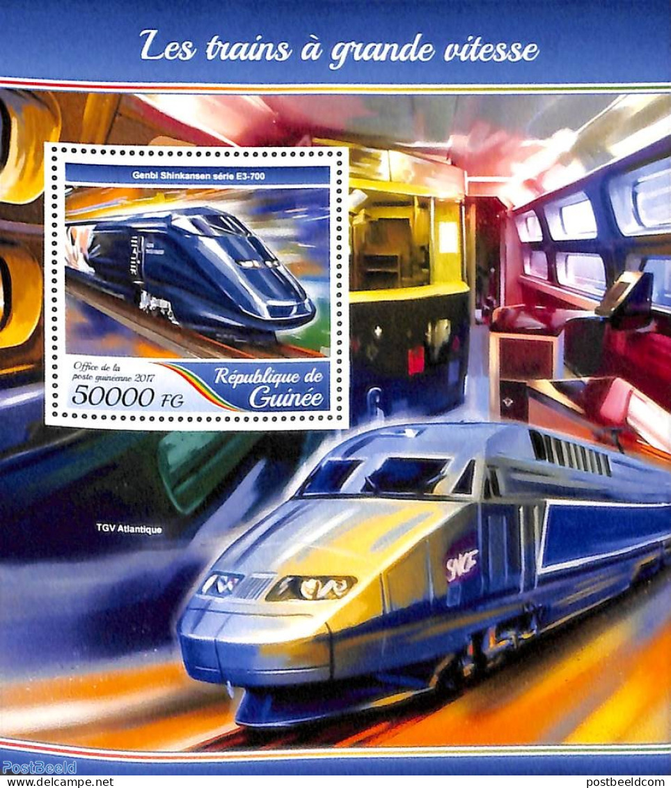 Guinea, Republic 2017 High Speed Trains S/s, Mint NH, Transport - Railways - Trains