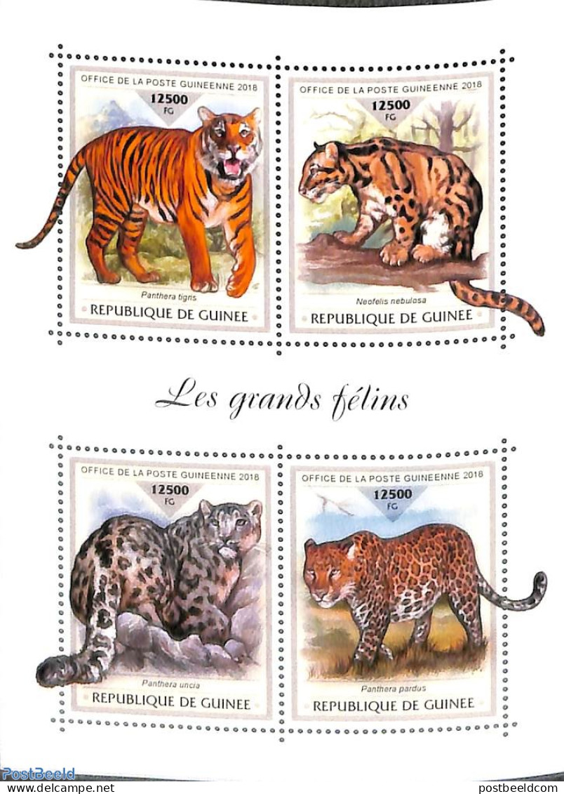 Guinea, Republic 2018 Big Cats 4v M/s, Mint NH, Nature - Animals (others & Mixed) - Cat Family - Other & Unclassified