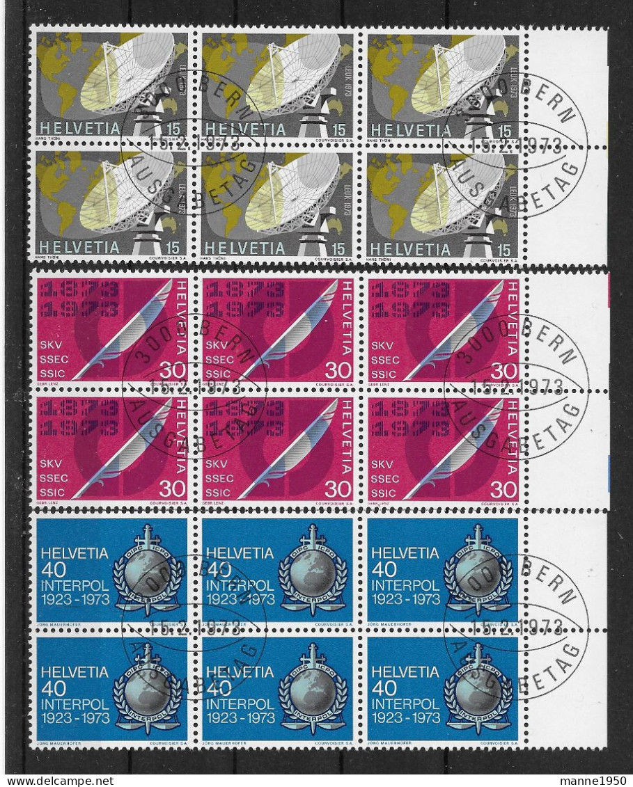 Schweiz 1973 Jahresereignisse Mi.Nr. 988/90 Kpl. 6er Blocksatz Gestempelt - Gebruikt