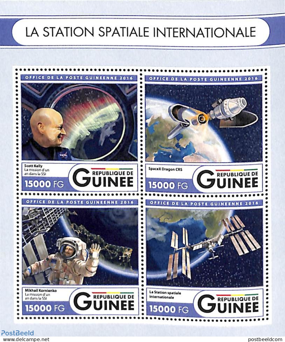 Guinea, Republic 2016 Int. Space Station 4v M/s, Mint NH, Transport - Space Exploration - Other & Unclassified