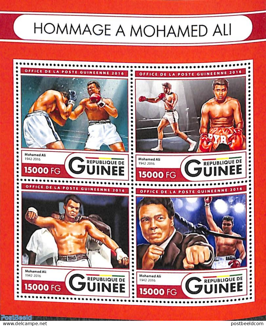 Guinea, Republic 2016 Mohamed Ali 4v M/s, Mint NH, Sport - Boxing - Sport (other And Mixed) - Boxeo