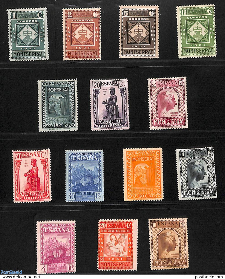 Spain 1931 Montserrat Set 14v, Unused But Mostly MNH, Unused (hinged) - Ongebruikt