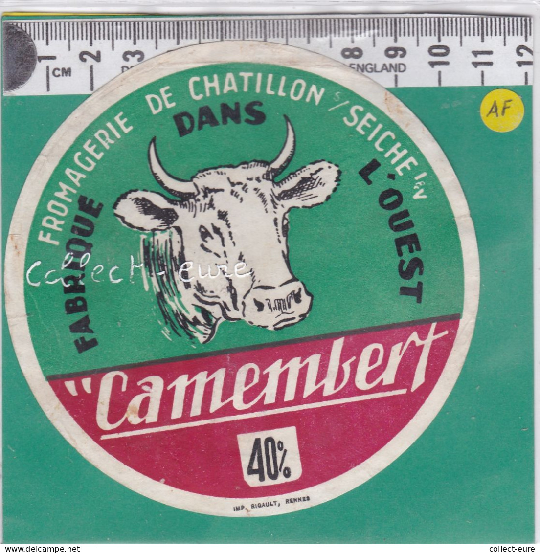 C1336 FROMAGE CAMEMBERT CHATILLON SUR SEICHE ILLE ET VILAINE 40 % - Käse