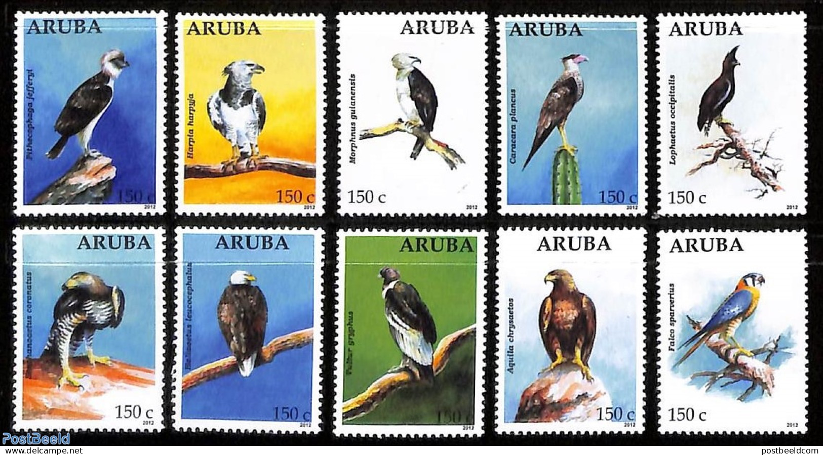 Aruba 2012 Eagles 10v, Mint NH, Nature - Birds - Birds Of Prey - Altri & Non Classificati