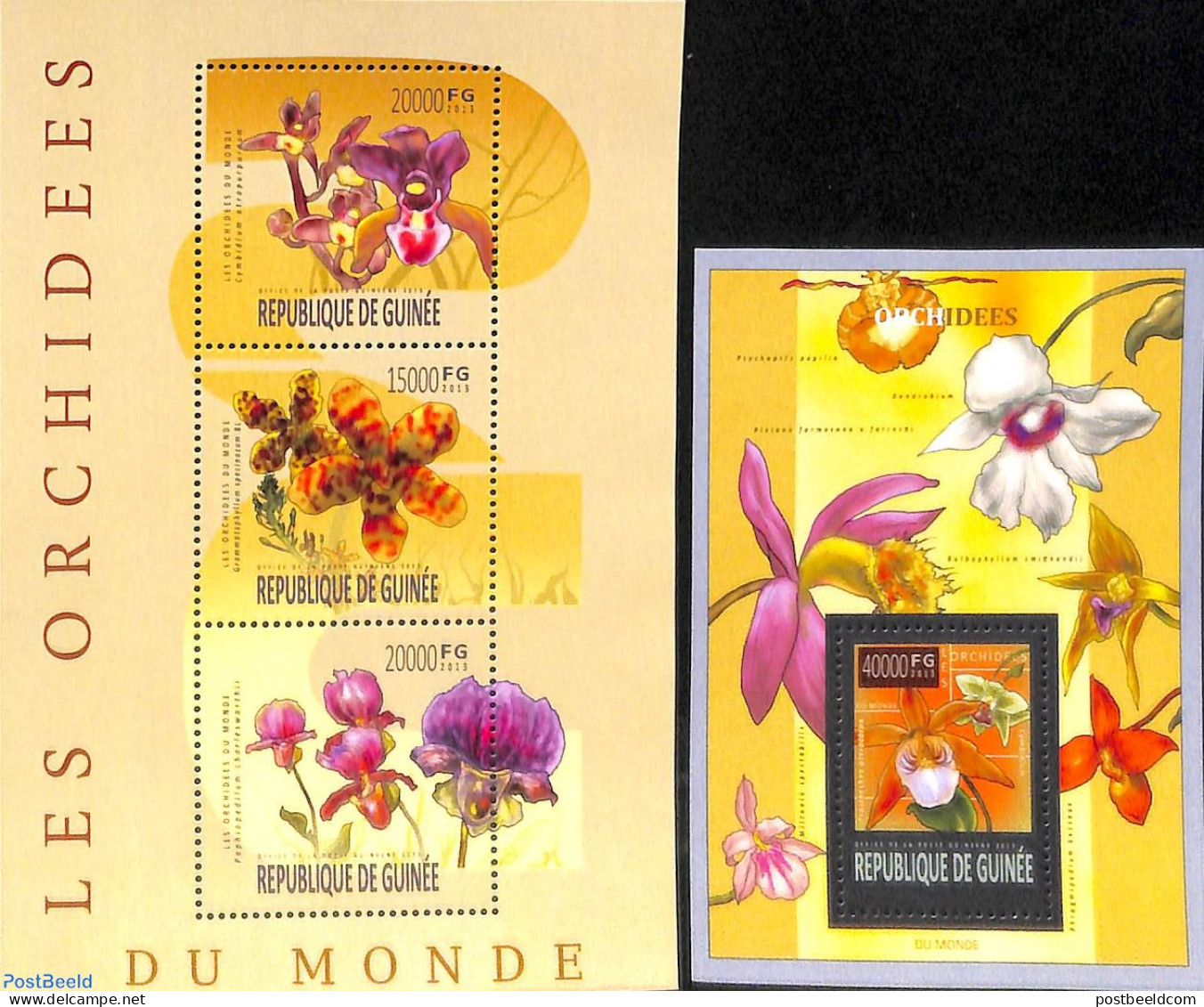 Guinea, Republic 2013 Orchids 2 S/s, Mint NH, Nature - Flowers & Plants - Orchids - Otros & Sin Clasificación