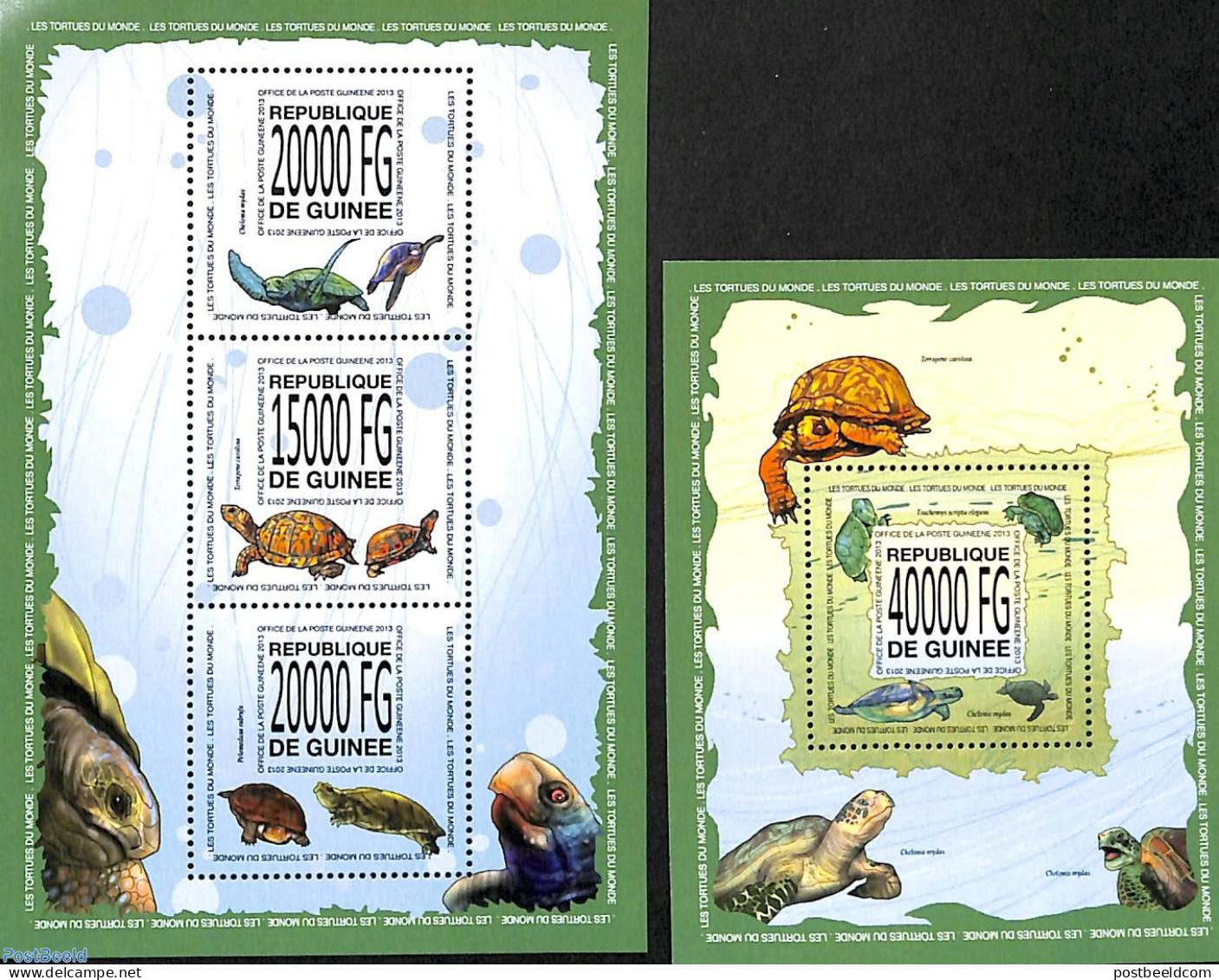 Guinea, Republic 2013 Turtles 2 S/s, Mint NH, Nature - Reptiles - Turtles - Sonstige & Ohne Zuordnung