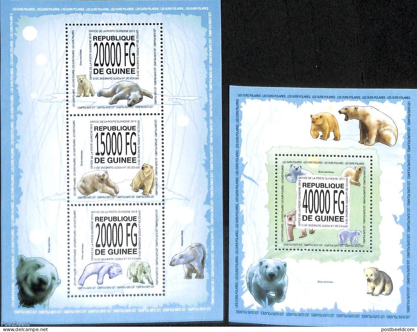 Guinea, Republic 2013 Polar Bears 2 S/s, Mint NH, Nature - Animals (others & Mixed) - Bears - Autres & Non Classés