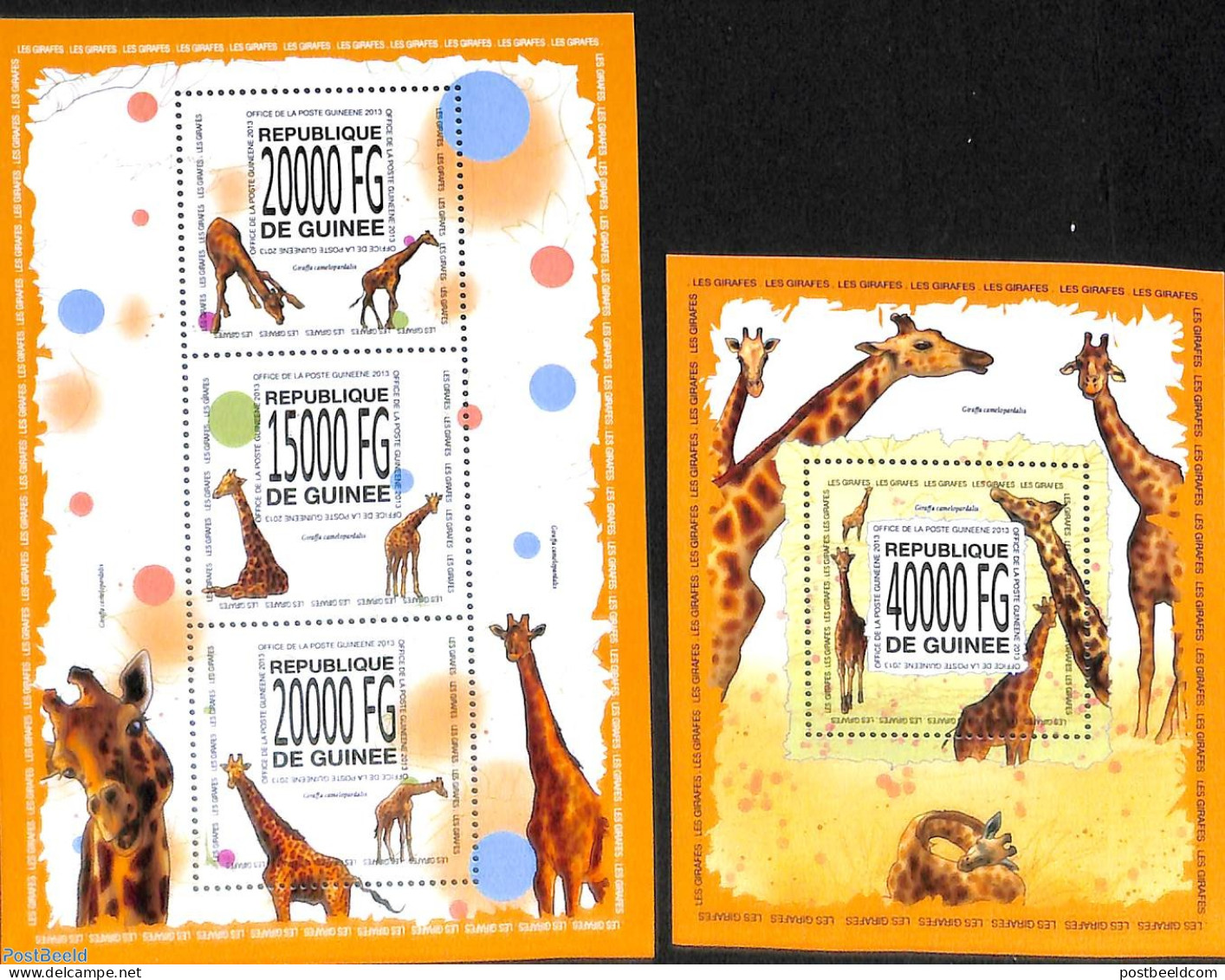 Guinea, Republic 2013 Girafs 2 S/s, Mint NH, Nature - Animals (others & Mixed) - Giraffe - Altri & Non Classificati