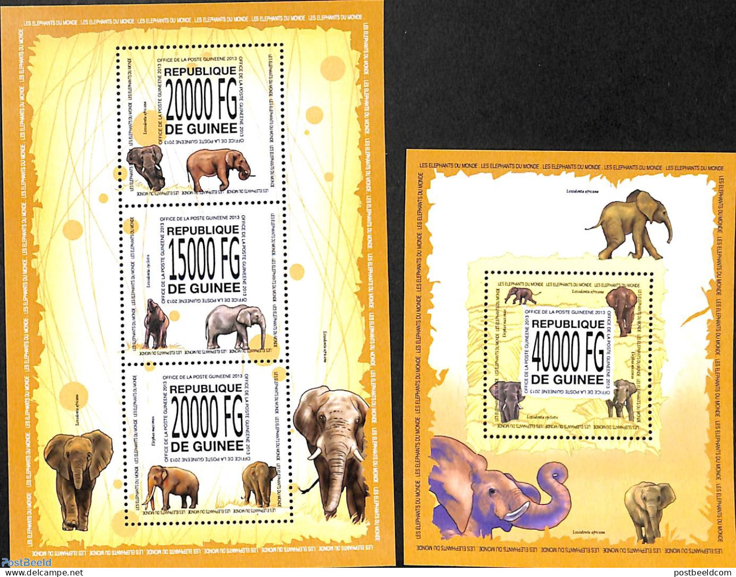 Guinea, Republic 2013 Elephants 2 S/s, Mint NH, Nature - Animals (others & Mixed) - Elephants - Otros & Sin Clasificación