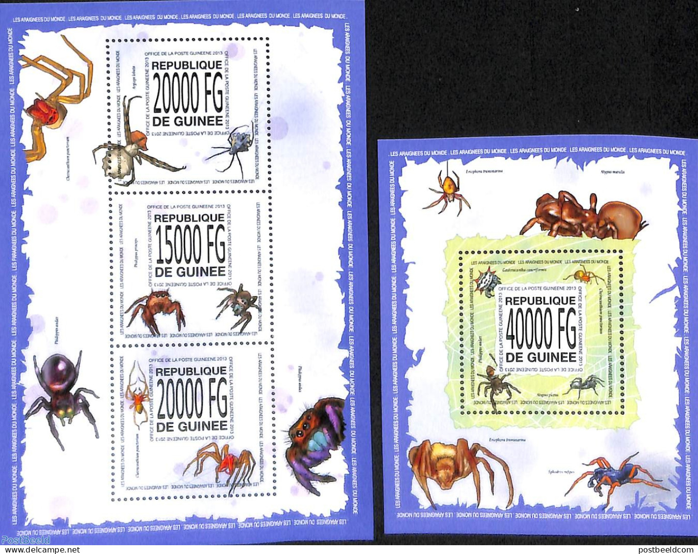 Guinea, Republic 2013 Spiders 2 S/s, Mint NH, Nature - Animals (others & Mixed) - Sonstige & Ohne Zuordnung