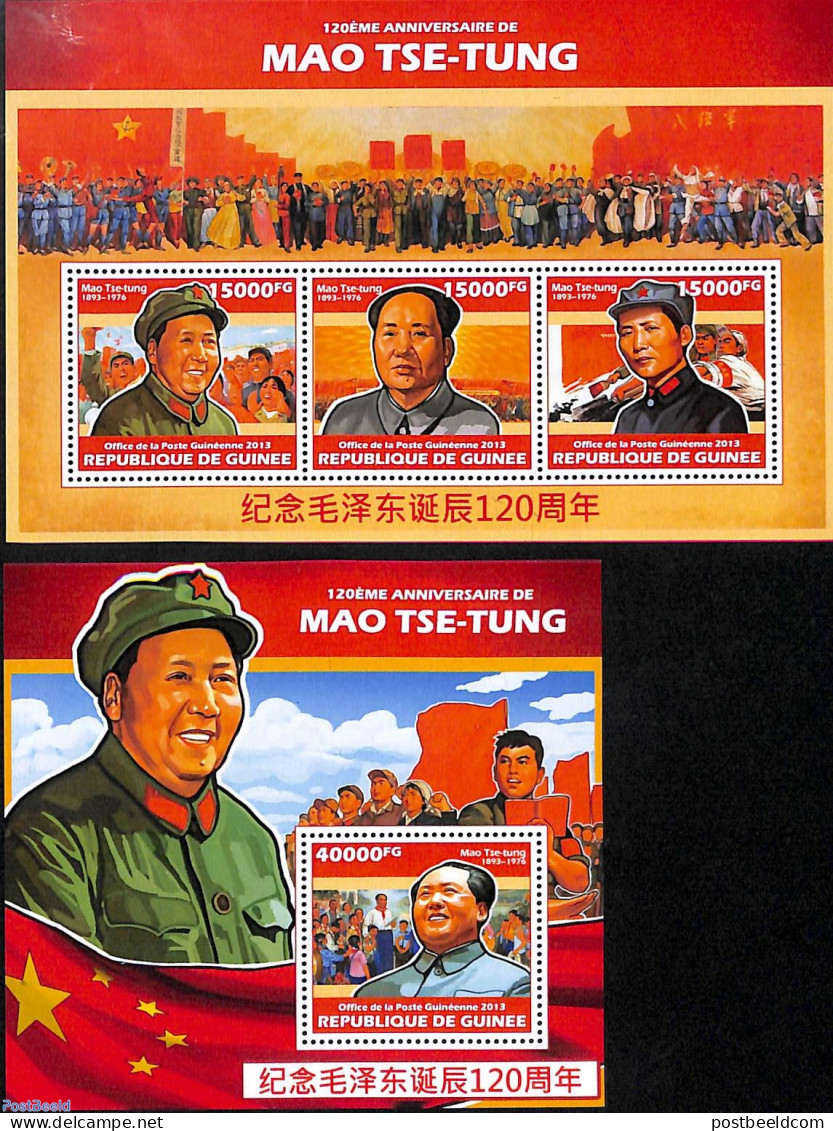 Guinea, Republic 2013 Mao Tse-Tung 2 S/s, Mint NH, History - Politicians - Autres & Non Classés