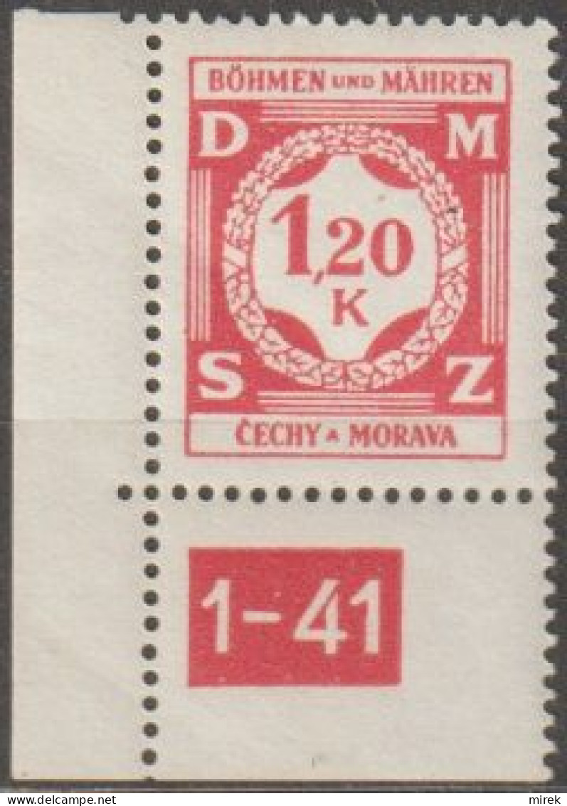 29a/ Pof. SL 7, Matt Red, Corner Stamp, Plate Number 1-41 - Nuovi
