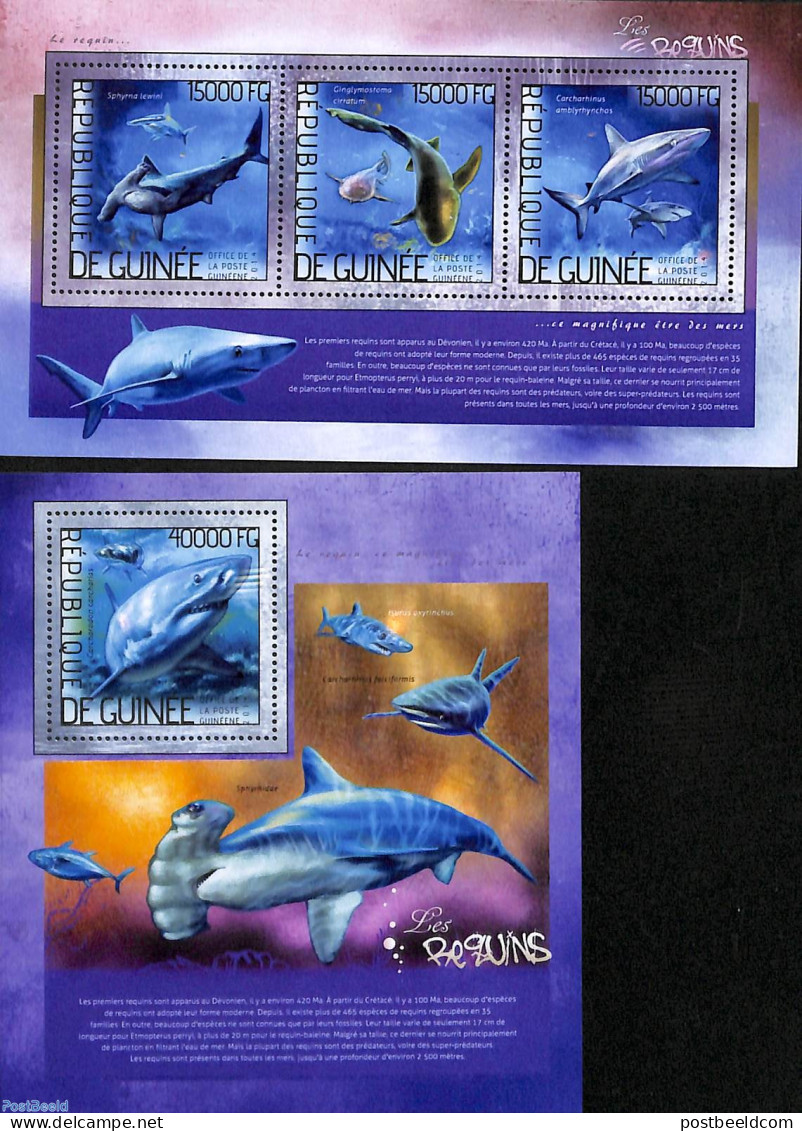 Guinea, Republic 2014 Sharks 2 S/s, Mint NH, Nature - Fish - Sharks - Fische