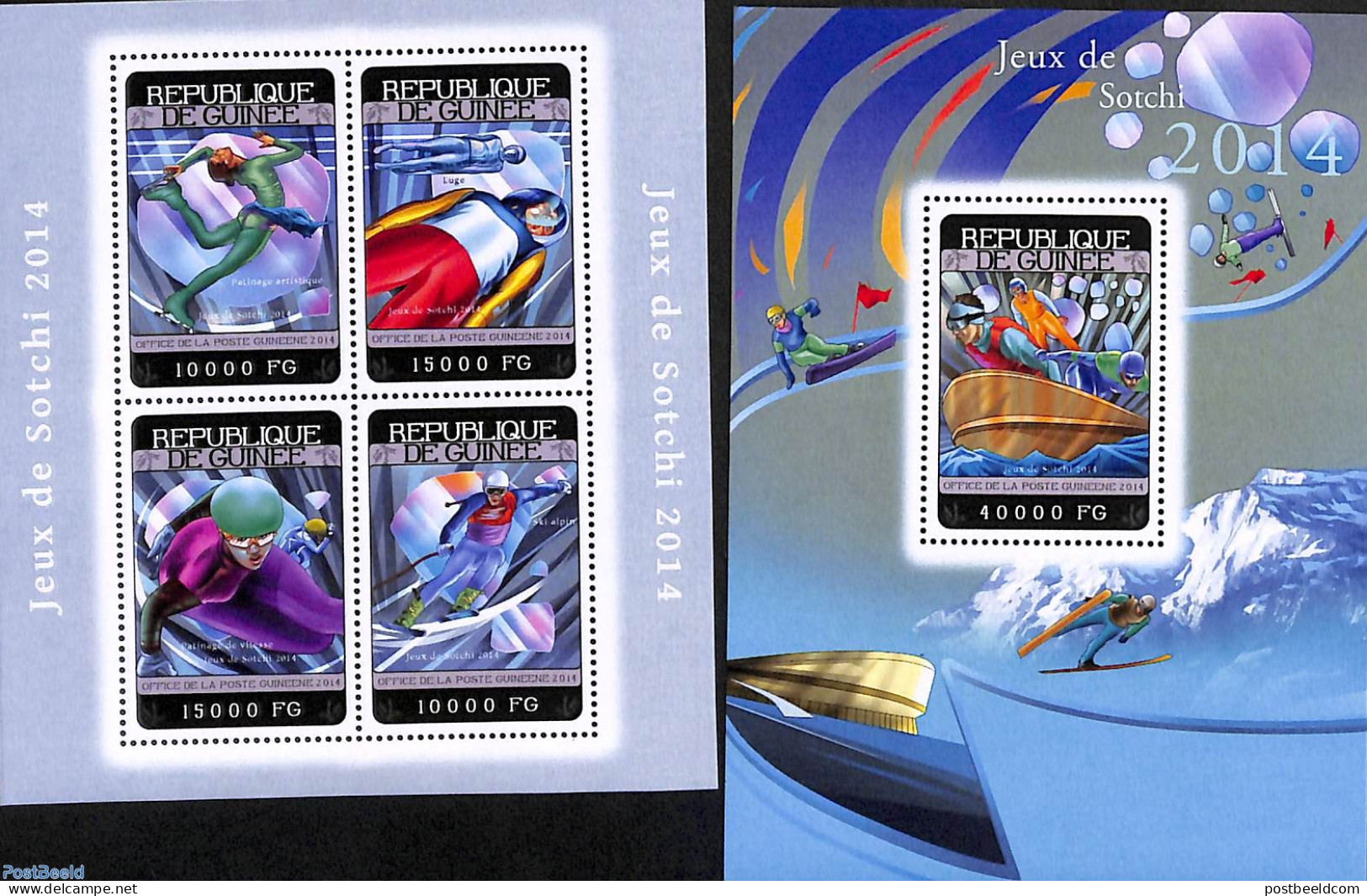 Guinea, Republic 2014 Olympic Winter  Games 2 S/s, Mint NH, Sport - Olympic Winter Games - Other & Unclassified