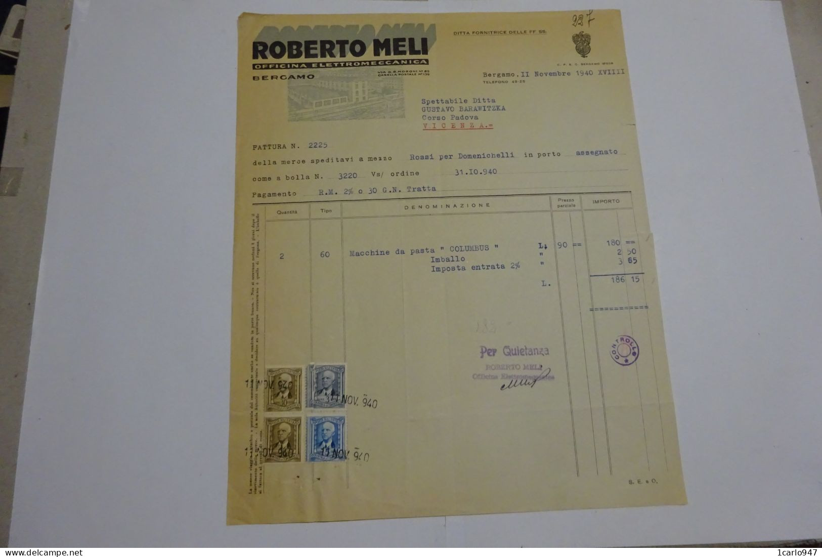 BERGAMO  ---  ROBERTO MELI  -- OFFICINA ELETTROMECCANICA - Italie