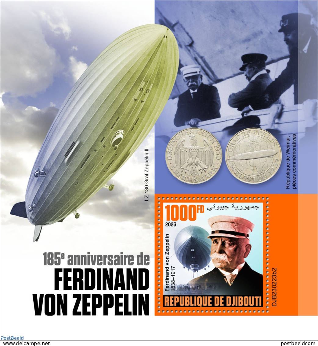 Djibouti 2023 Ferdinand Von Zeppelin, Mint NH, Transport - Zeppelins - Zeppeline