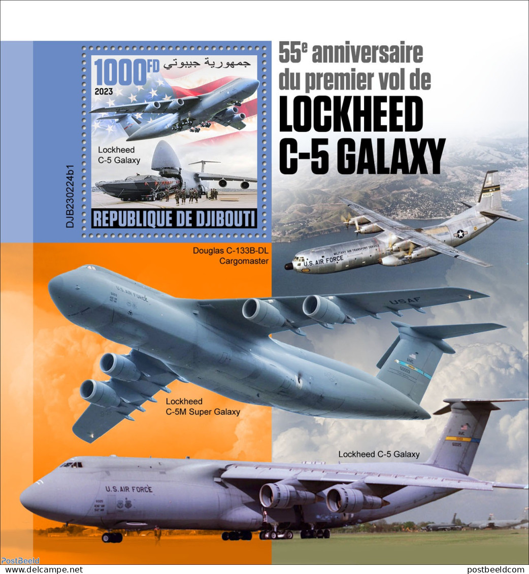 Djibouti 2023 Lockheed C-5 Galaxy, Mint NH, Transport - Aircraft & Aviation - Avions