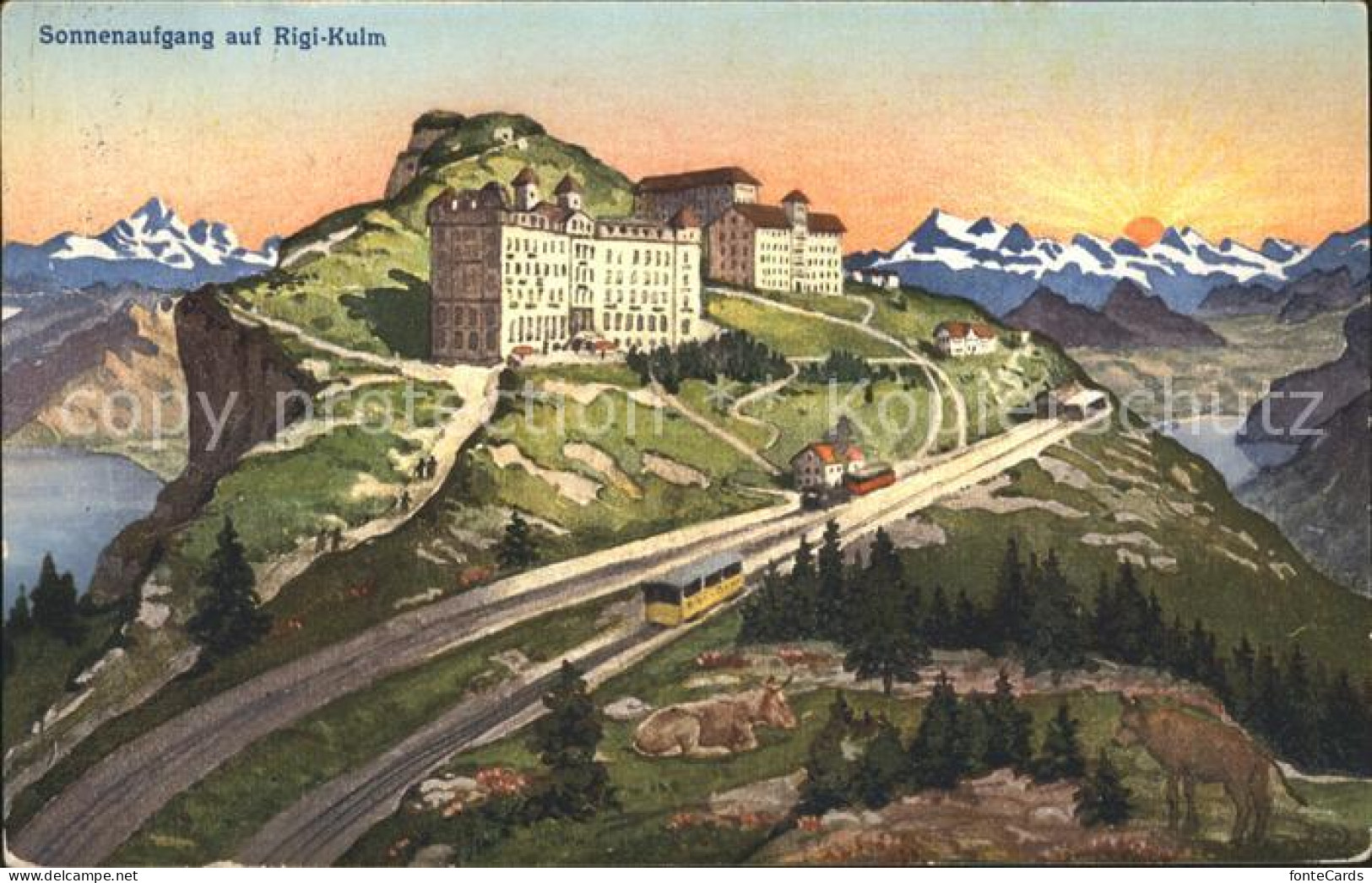 11776917 Rigi Kulm Hotel Mit Rigibahn Sonnenaufgang Rigi Kulm - Autres & Non Classés