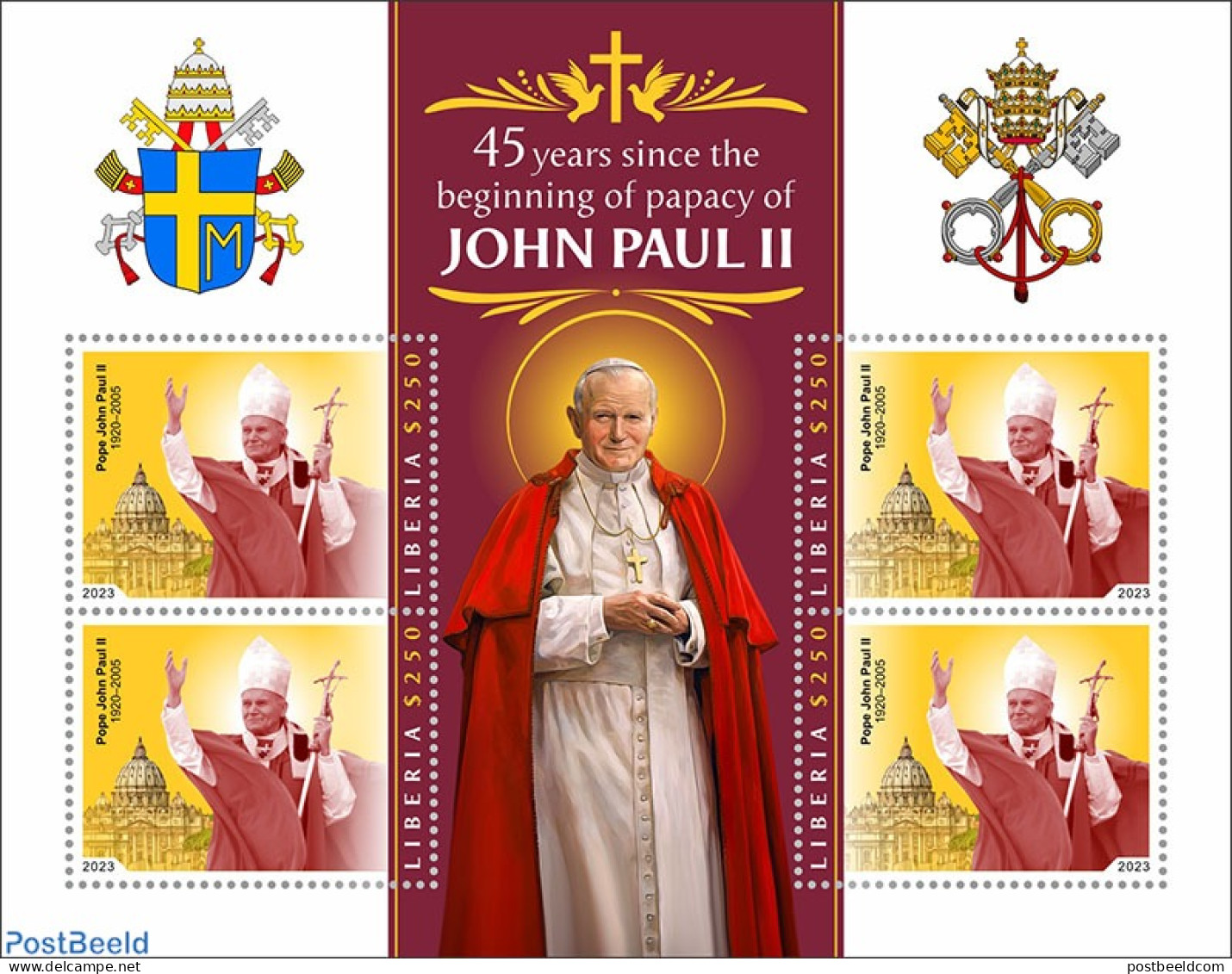 Liberia 2023 Pope John Paul II, Mint NH, Religion - Pope - Pausen